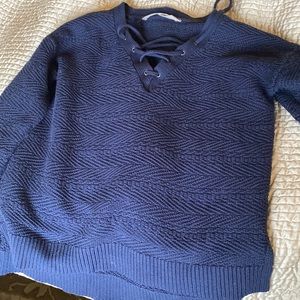 Athleta Size XXS Navy Lace-Up Sweater